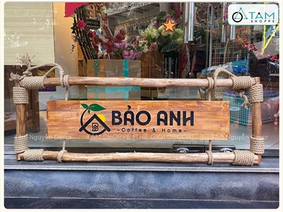 Bảng hiệu khung củi quấn dây thừng Rustic [Nội dung - Kích thước theo yêu cầu] YC-BANGHIEU-02